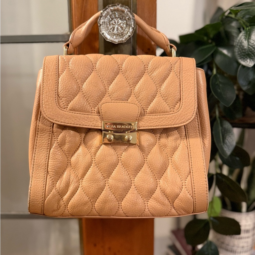 Vera Bradley Leather Satchel Purse Crossbody Quilted Handbag